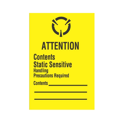 1 x 1-1/2, "Attention Contents Static Sensitive Handling Precautions Required"