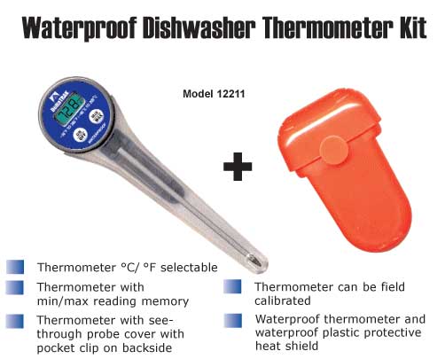 Waterproof Dishwasher Thermometer Kit - Texas Technologies